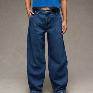 American Eagle Outfitters Dark Blue Wide Leg Jeans size 24/00 short